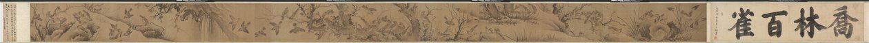 A Hundred Sparrows in a Lofty Grove de attributed to Lin Liang