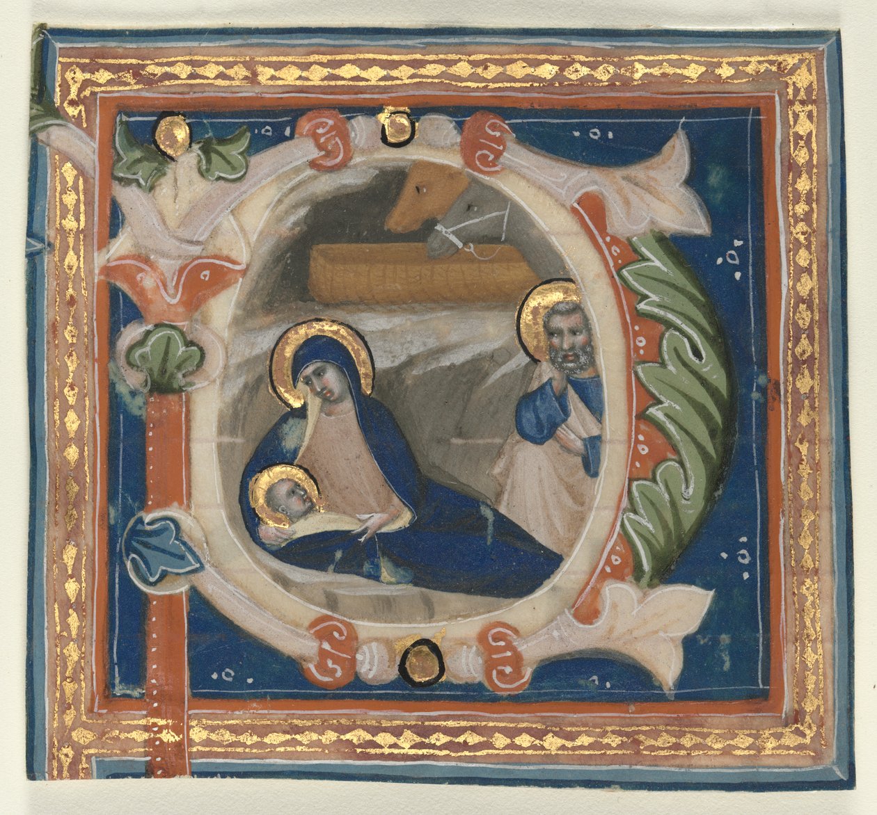 Inicial historiada (P) extraída de un gradual: La Natividad de attributed to Lippo Vanni