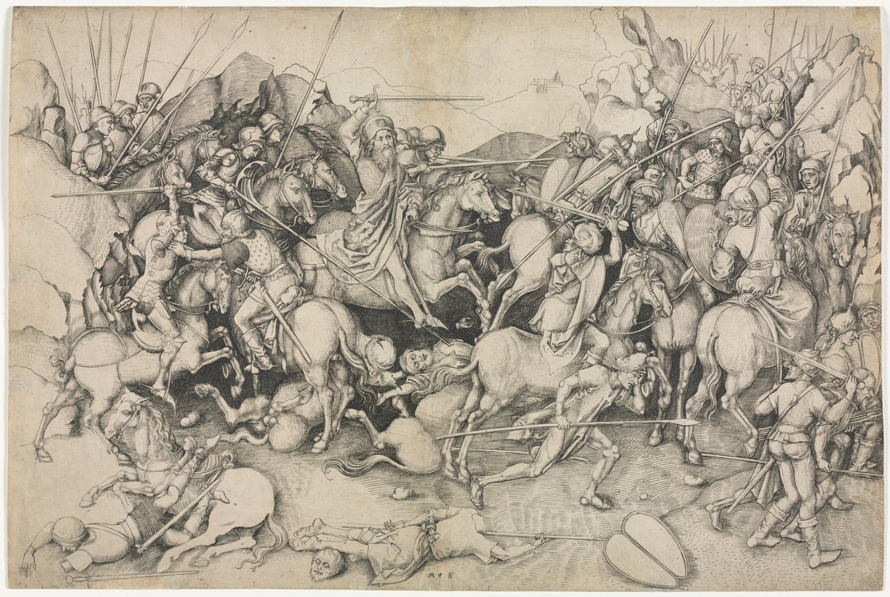 La batalla de Santiago el Mayor en Clavijo de attributed to Martin Schongauer