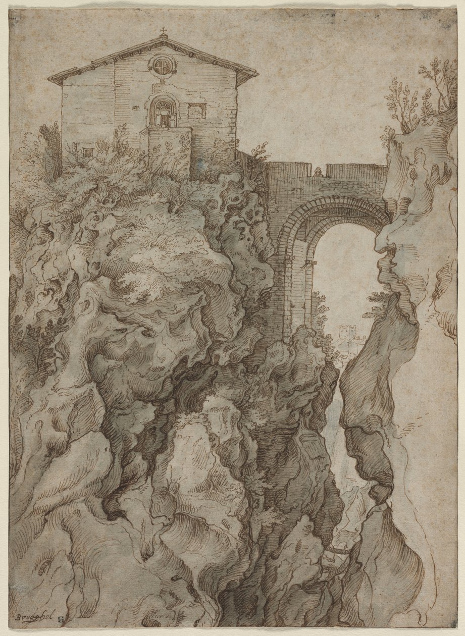 Ponte San Rocco en Tívoli de attributed to Willem van Niewlandt