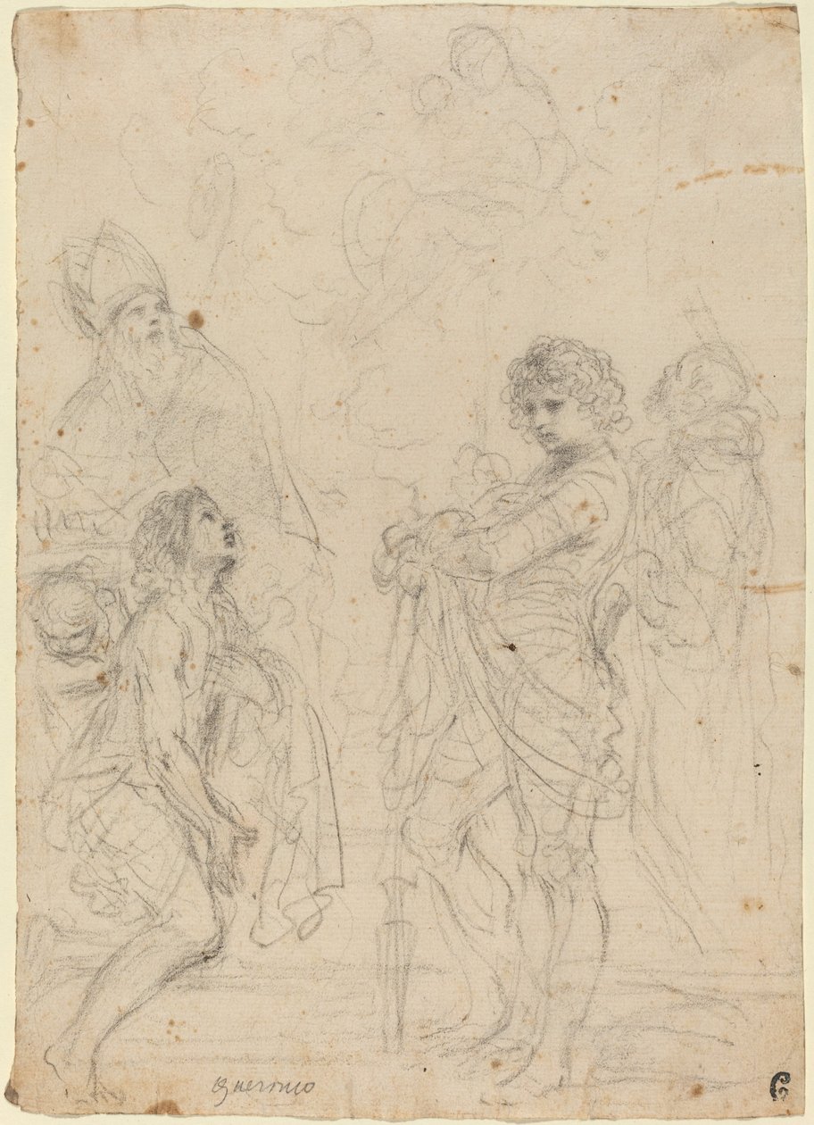 Madonna y el Niño con los santos Gimignano, Juan Bautista, Jorge y Pedro Mártir de called Guercino Giovanni Francesco Barbieri