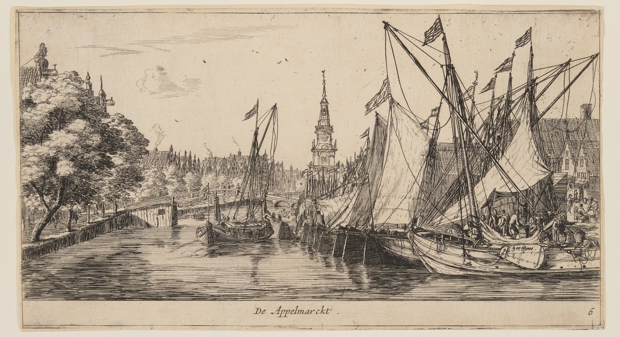 De Appelmarckt, de Vistas de Ámsterdam de called Zeeman Reinier Nooms