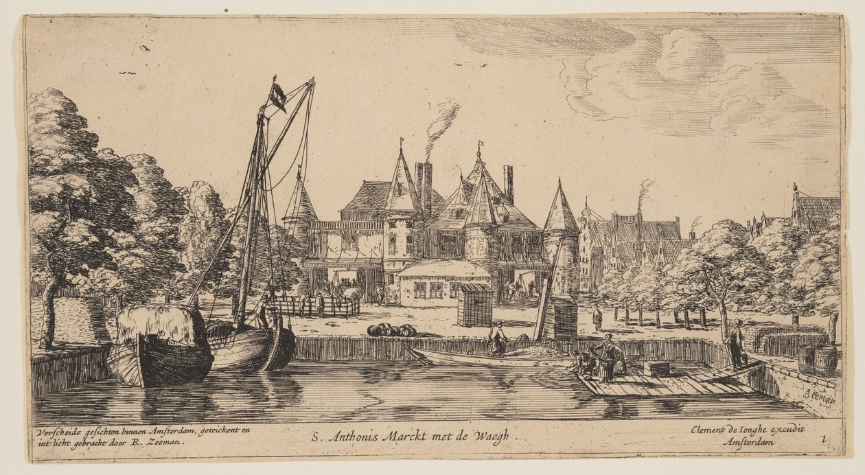 S. Anthonis Marckt met de Waegh, de Vistas de Amsterdam de called Zeeman Reinier Nooms