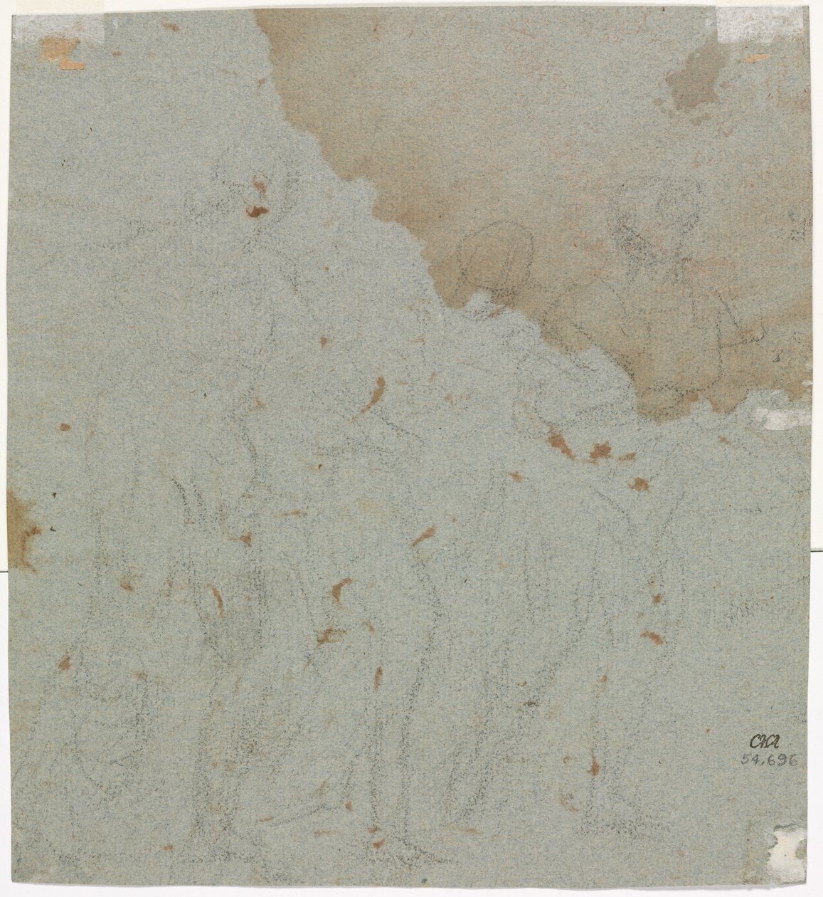 Boceto para Lot y sus hijas (verso) de circle of Pietro da Cortona