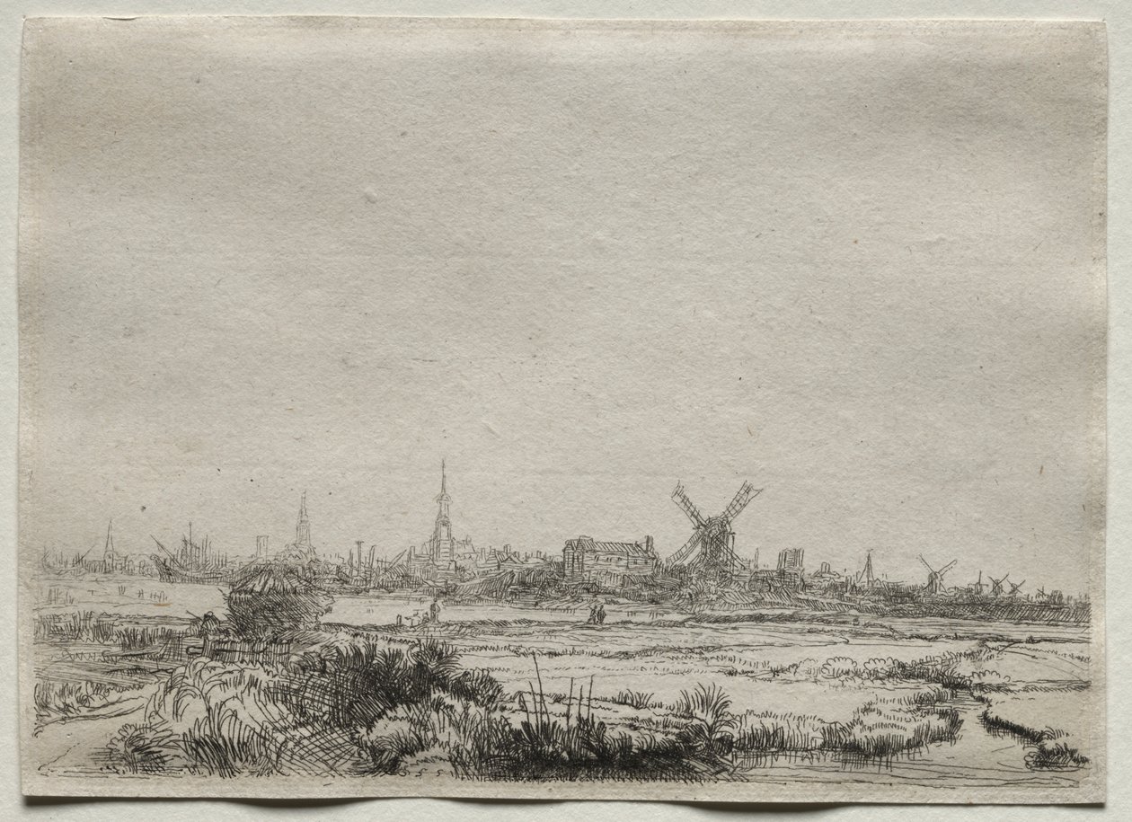 Copia de Vista de Ámsterdam desde el Noroeste de copy after Rembrandt van Rijn