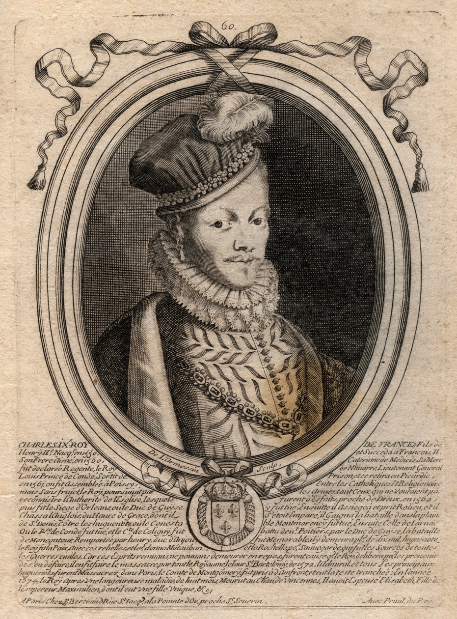Retrato del Rey Luis XII (1462-1515) - grabado de 