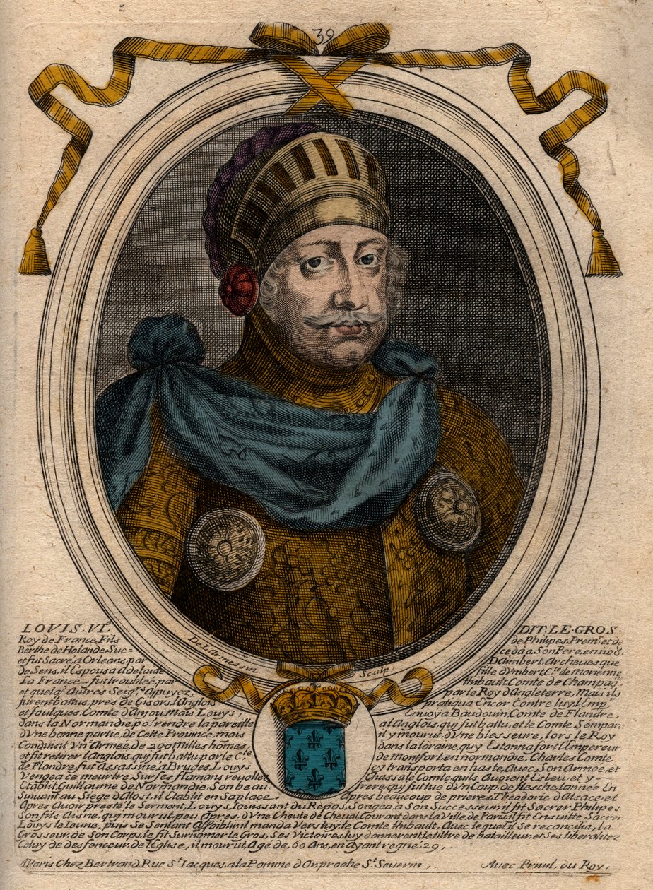Retrato de Luis VI, llamado El Gordo - grabado de 