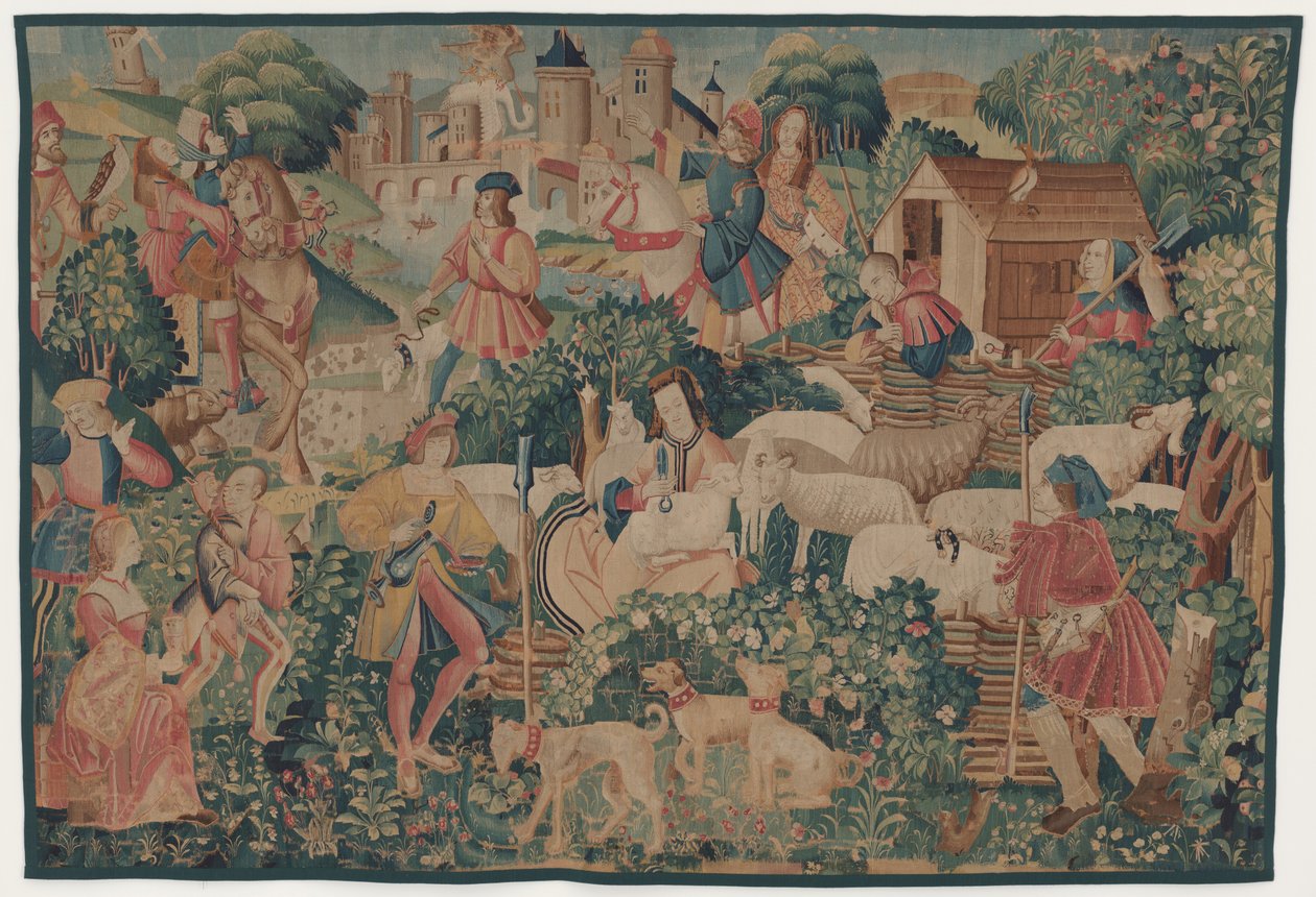 Escenas de caza y pastorales, con una pastora esquilando de design probably French 16th Century, Paris; woven in southern Netherlands or Paris in an undetermine workshop