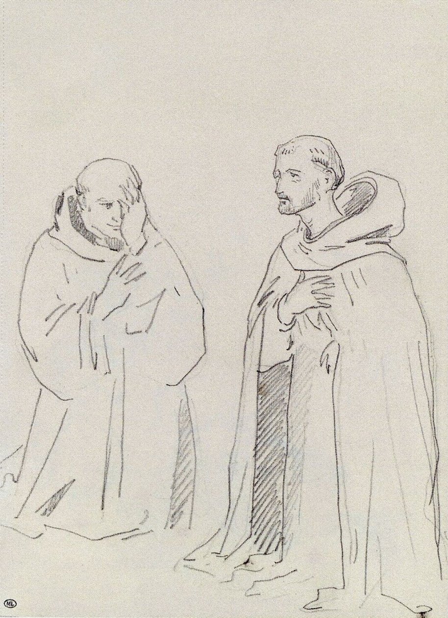 Dos religiosos arrodillados de Édouard Manet