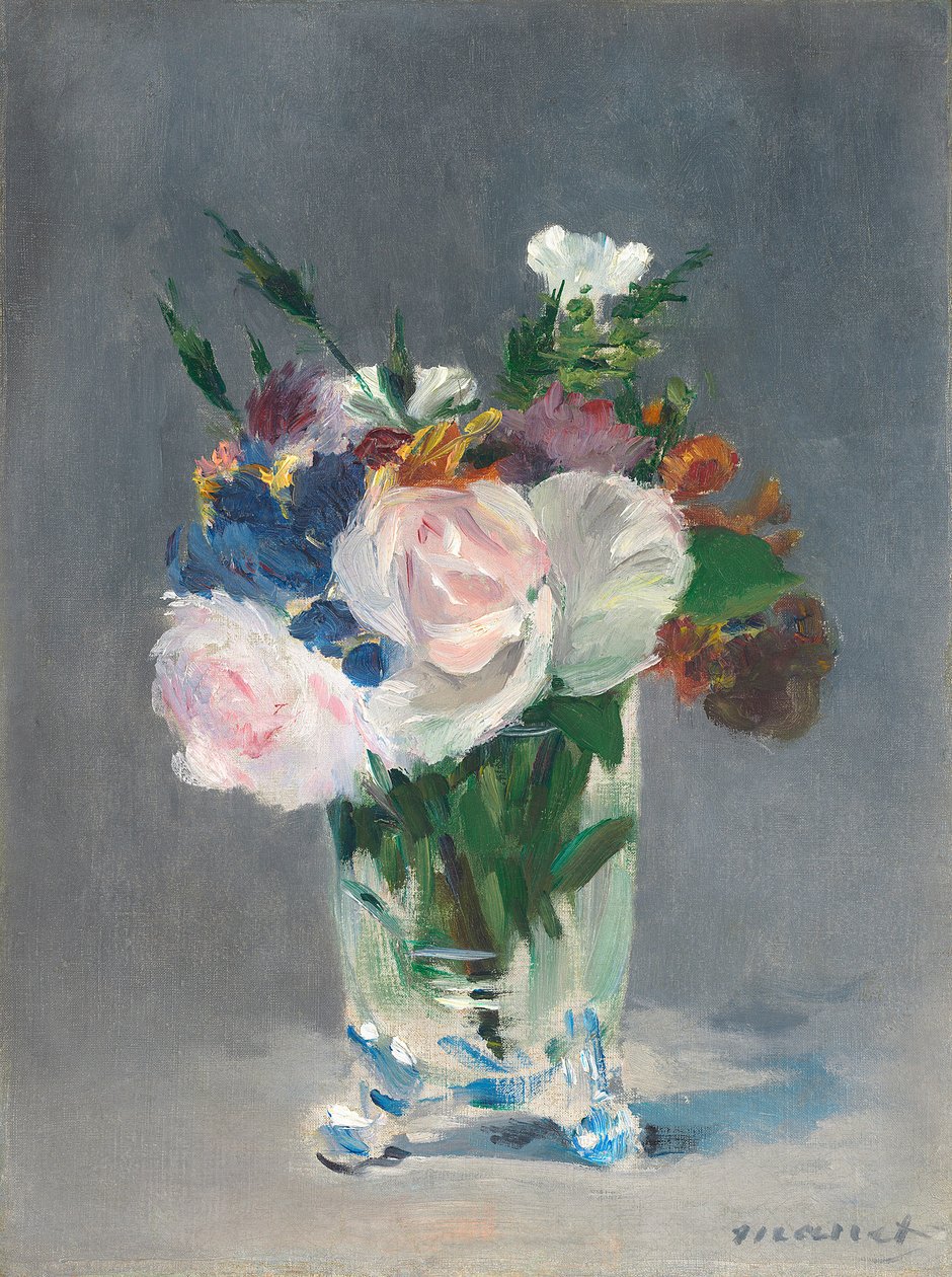 Flores en un jarrón de cristal, c.1882 de Édouard Manet