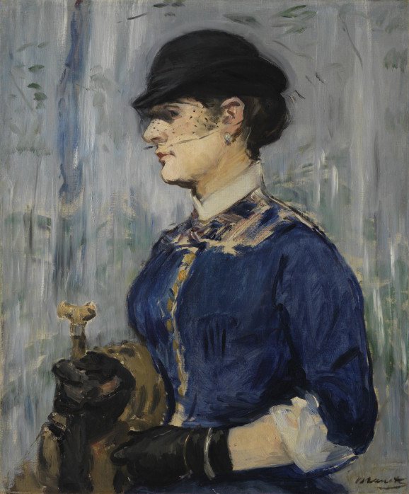 Joven mujer con sombrero redondo de Édouard Manet