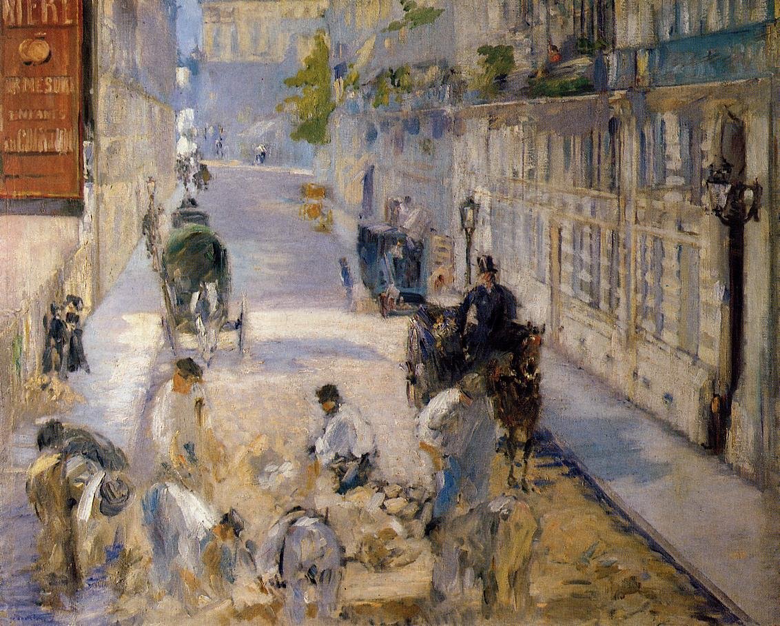 Pavimentadores en la Rue Mosnier de Édouard Manet