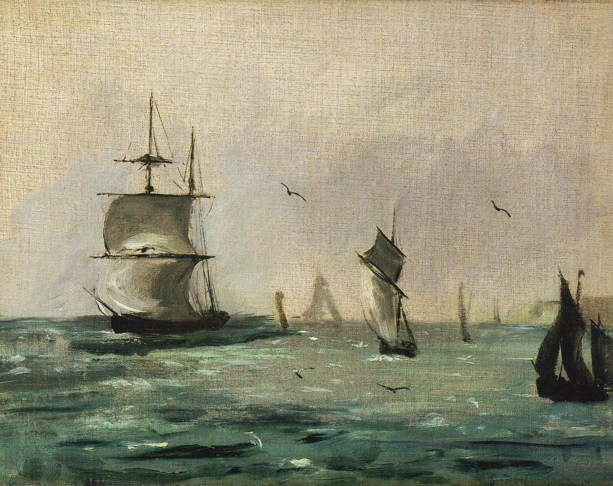 Barcos de vela y gaviotas de Édouard Manet