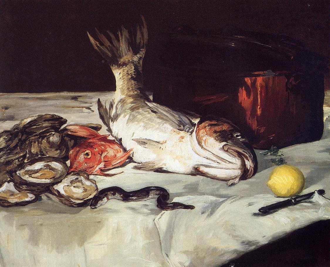 Naturaleza muerta con pescado de Édouard Manet