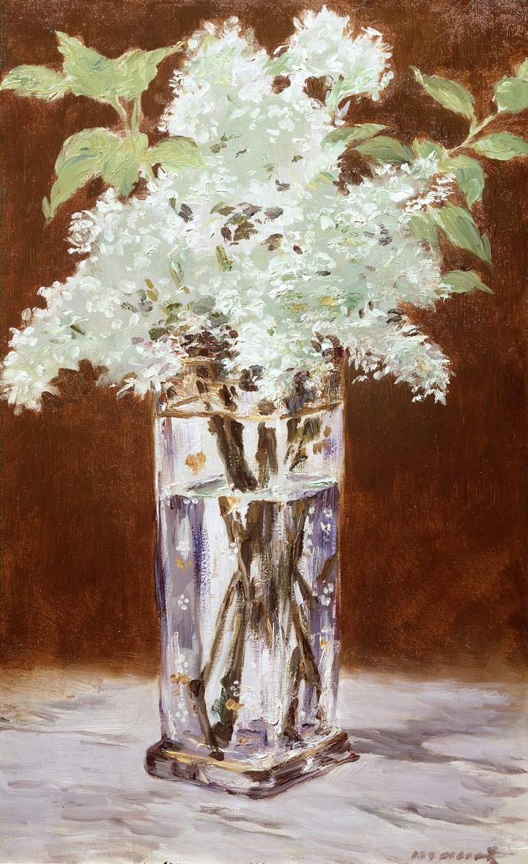 Lila blanca en un jarrón de cristal de Édouard Manet