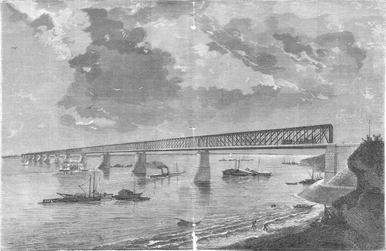 Puente de Syzranskiy (puente de Alexandrowskiy) después de su apertura en 1880 de engraving by M. Rashevskiy Photo by N. Karazin