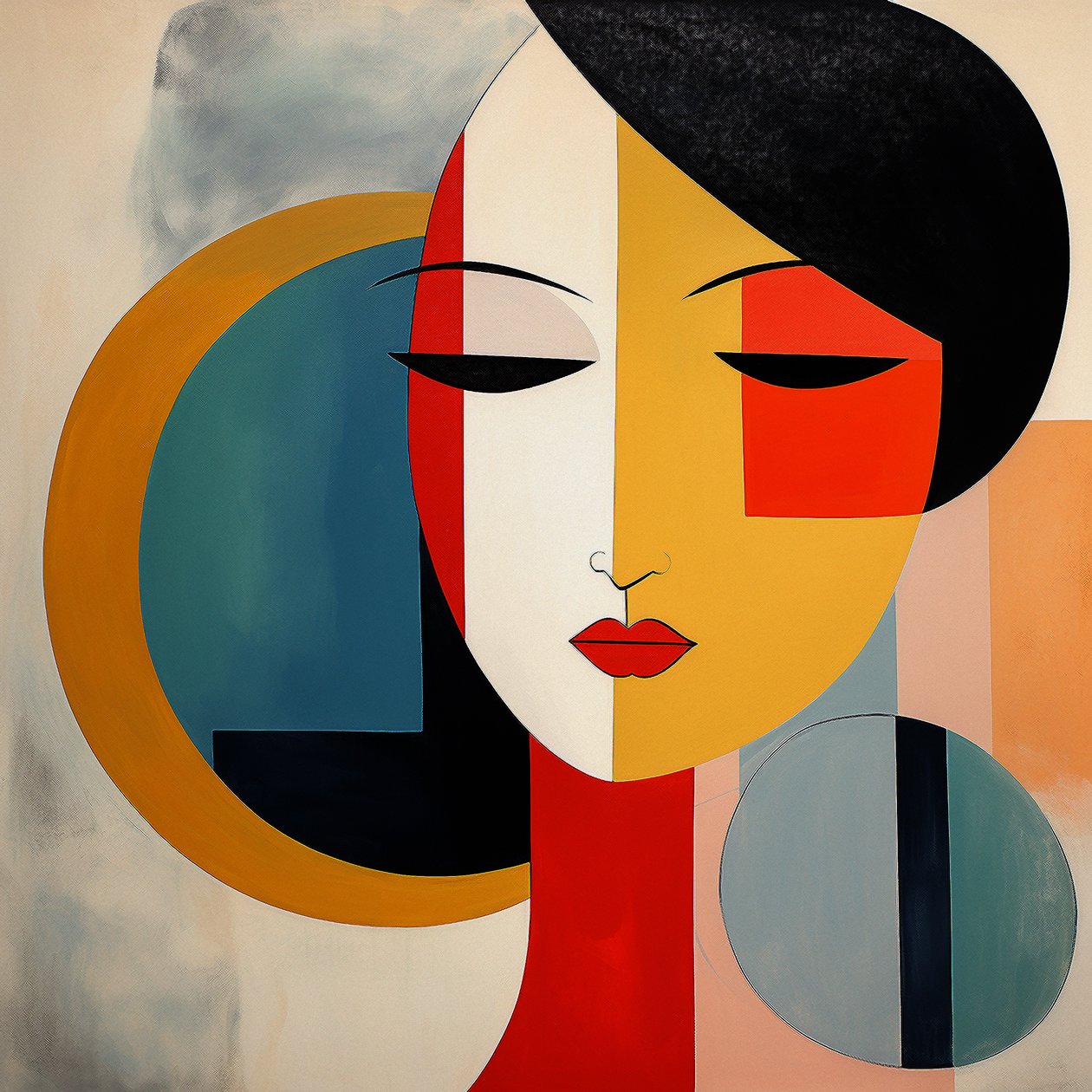 Una mujer escandinava , Modern Minimalist, vivid art, wall Art print de F. Abderrahim
