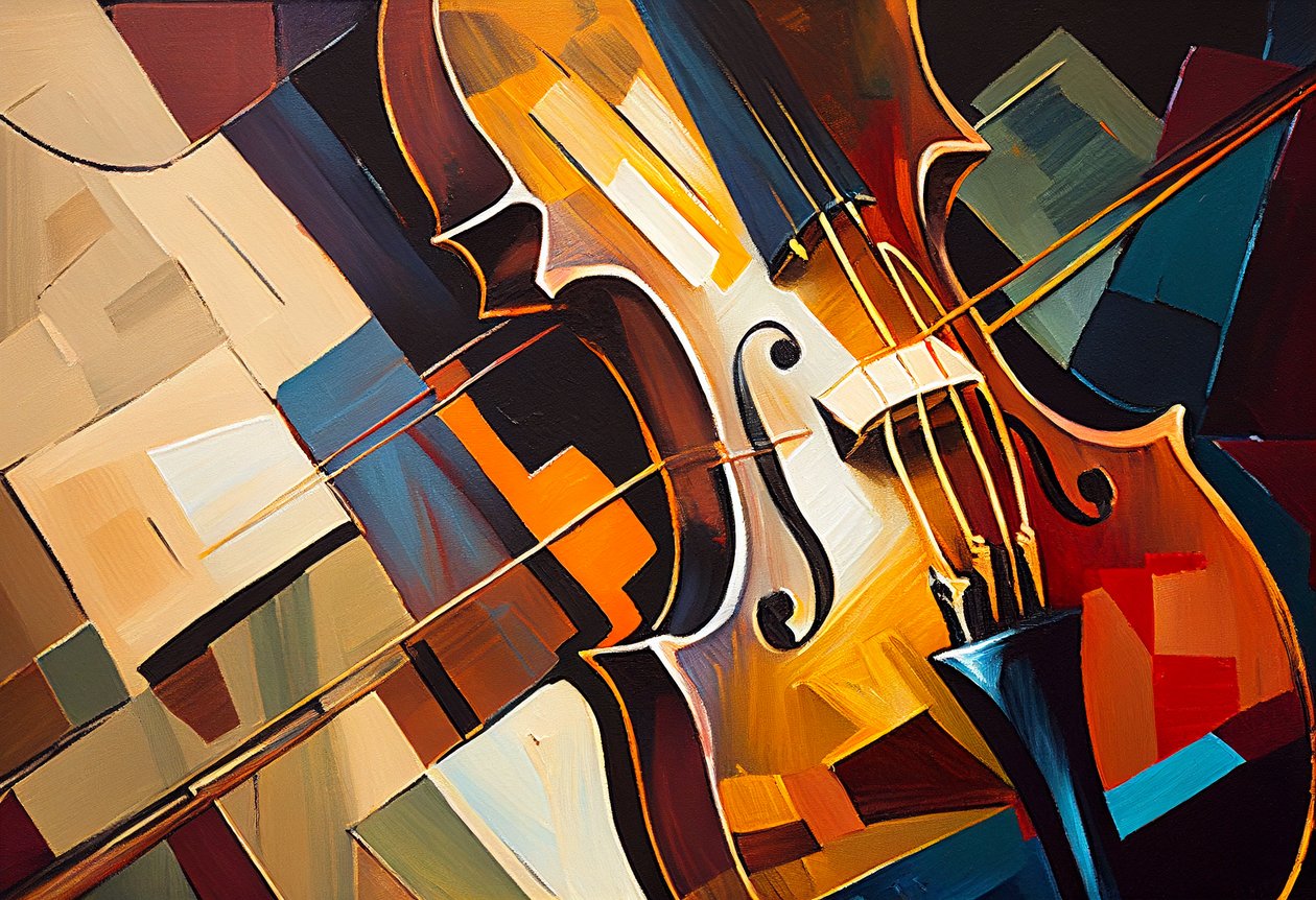 Pintura abstracta Violín, lienzo música, impresión mural Arte bajo demanda de F. Abderrahim