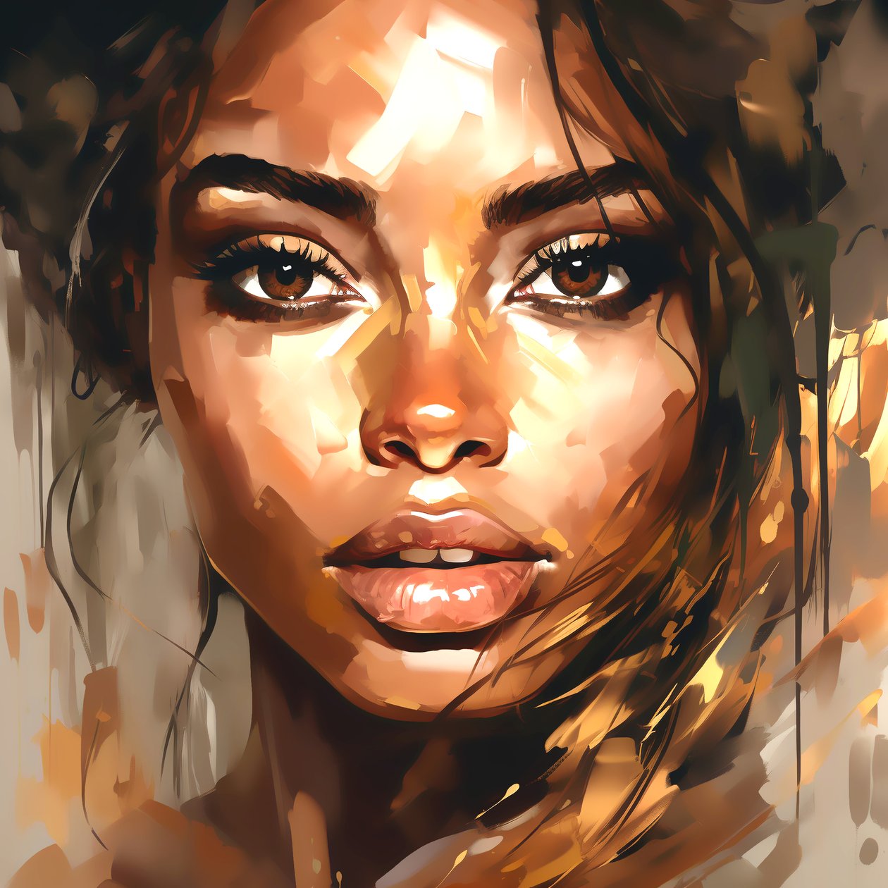 Abstracto hermosa mujer marrón pintura, belleza natural, pared Impresiones artísticas de F. Abderrahim