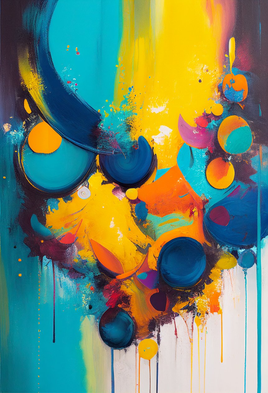 Composición abstracta con colores vibrantes, impresión de Arte mural bajo demanda de F. Abderrahim