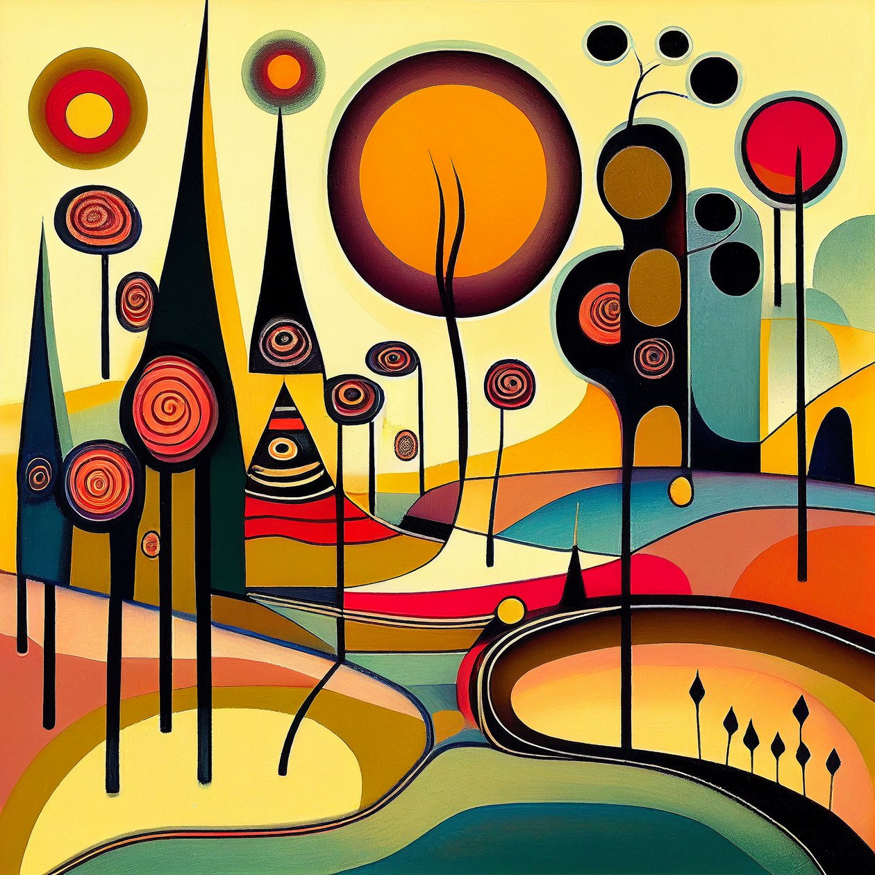 Paisaje minimalista biomórfico abstracto, Wall Art | Impresiones en lienzo de F. Abderrahim