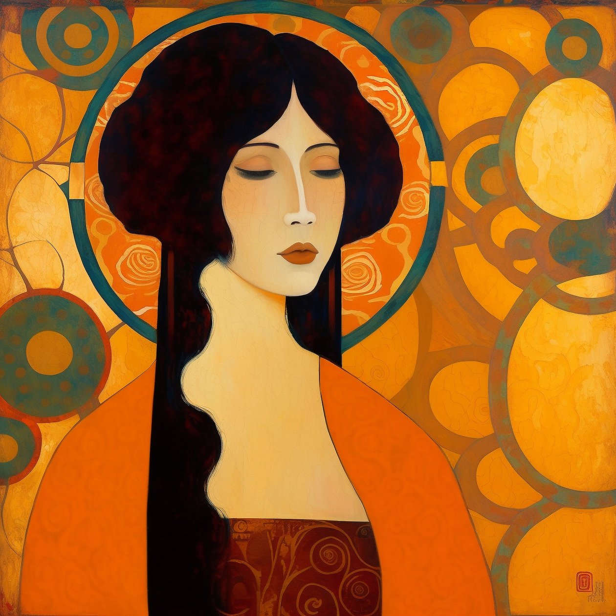 Retrato abstracto de una bella y atractiva mujer asiática, Wall Art | Impresiones en lienzo de F. Abderrahim