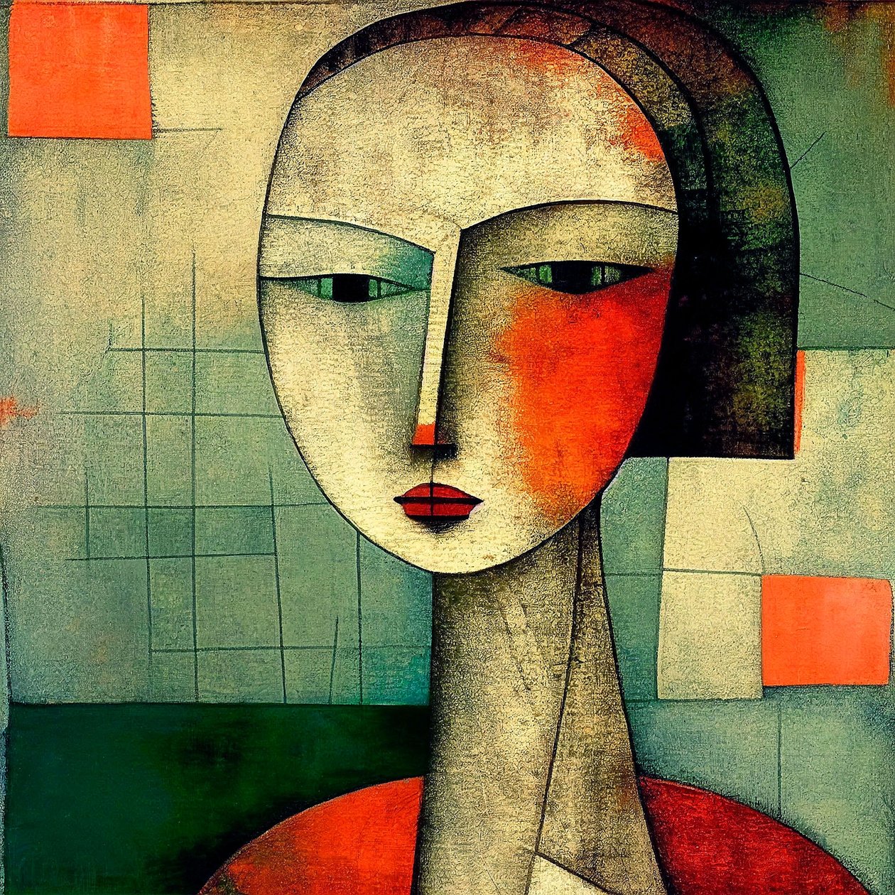 Ojos de Misterio: Abstract Figurative Surrealism Lady Portrait de F. Abderrahim