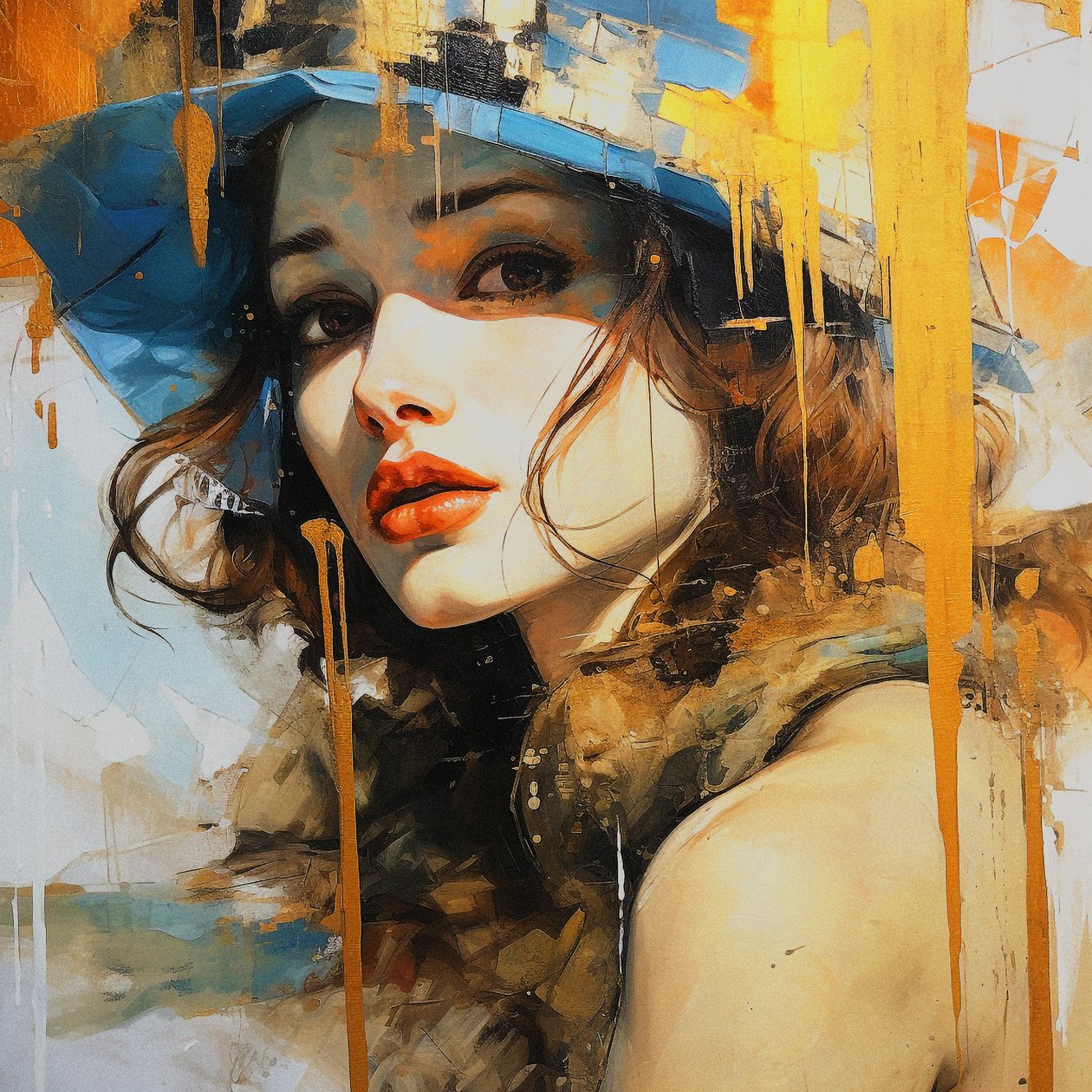 Diseño de moda mujer boceto, detallado arte al óleo, Wall Art | Impresiones en lienzo de F. Abderrahim