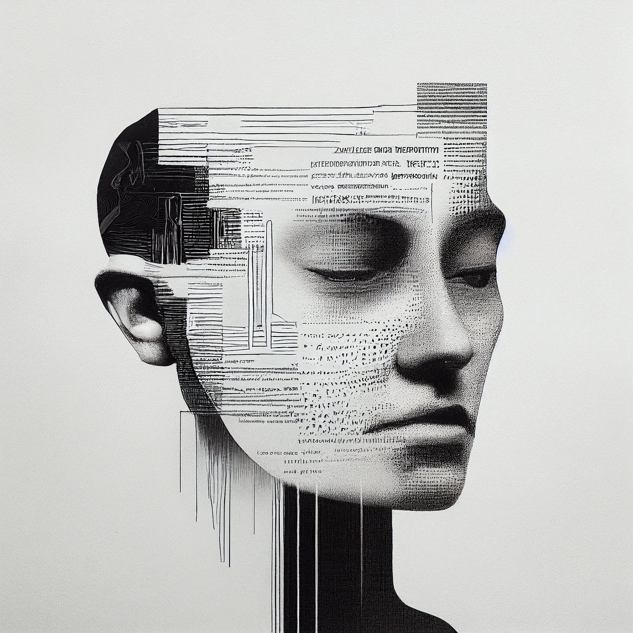 Minimalismo Hombre Pintura de cara, pared Impresión de arte bajo demanda de F. Abderrahim