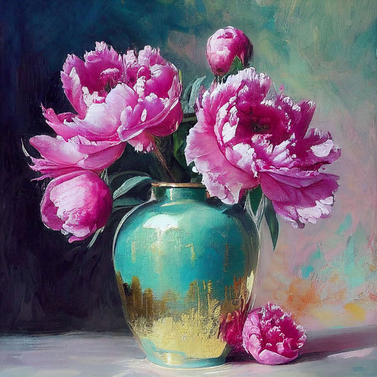 Pintura de flores rosas, dibujo botánico abstracto, Wall Art | Impresiones en lienzo de F. Abderrahim