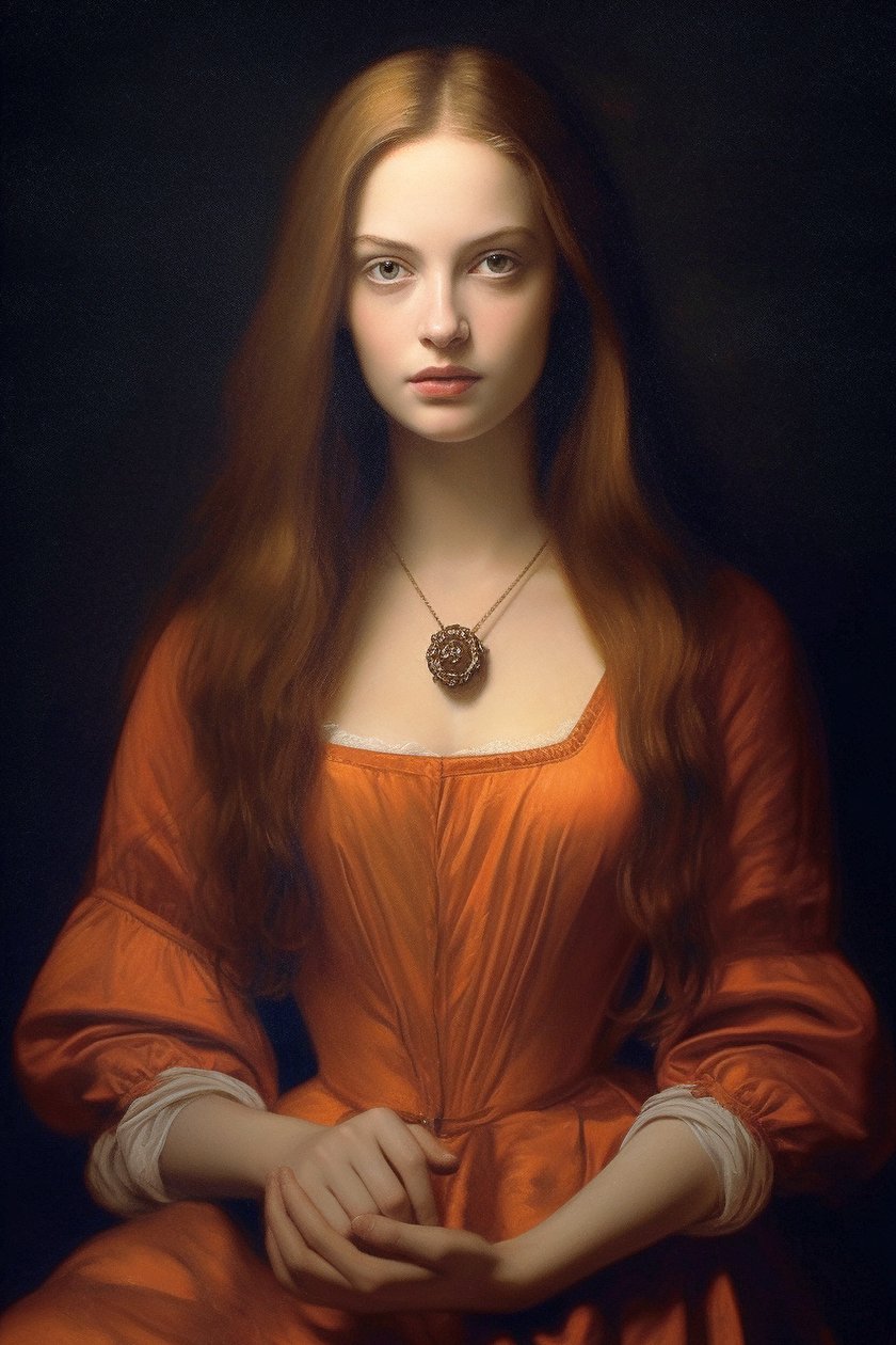 Retrato Pintura de una hermosa supermodelo femenina Siglo XVIII | Impresiones en lienzo | Impresiones en lienzo de F. Abderrahim