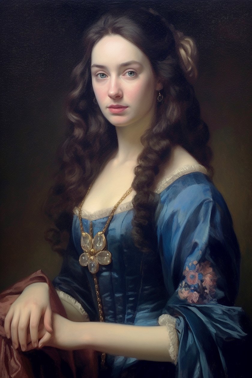 Retrato Pintura de hermosa Supermodelo femenina Siglo 18 | impresión sobre lienzo arte de F. Abderrahim