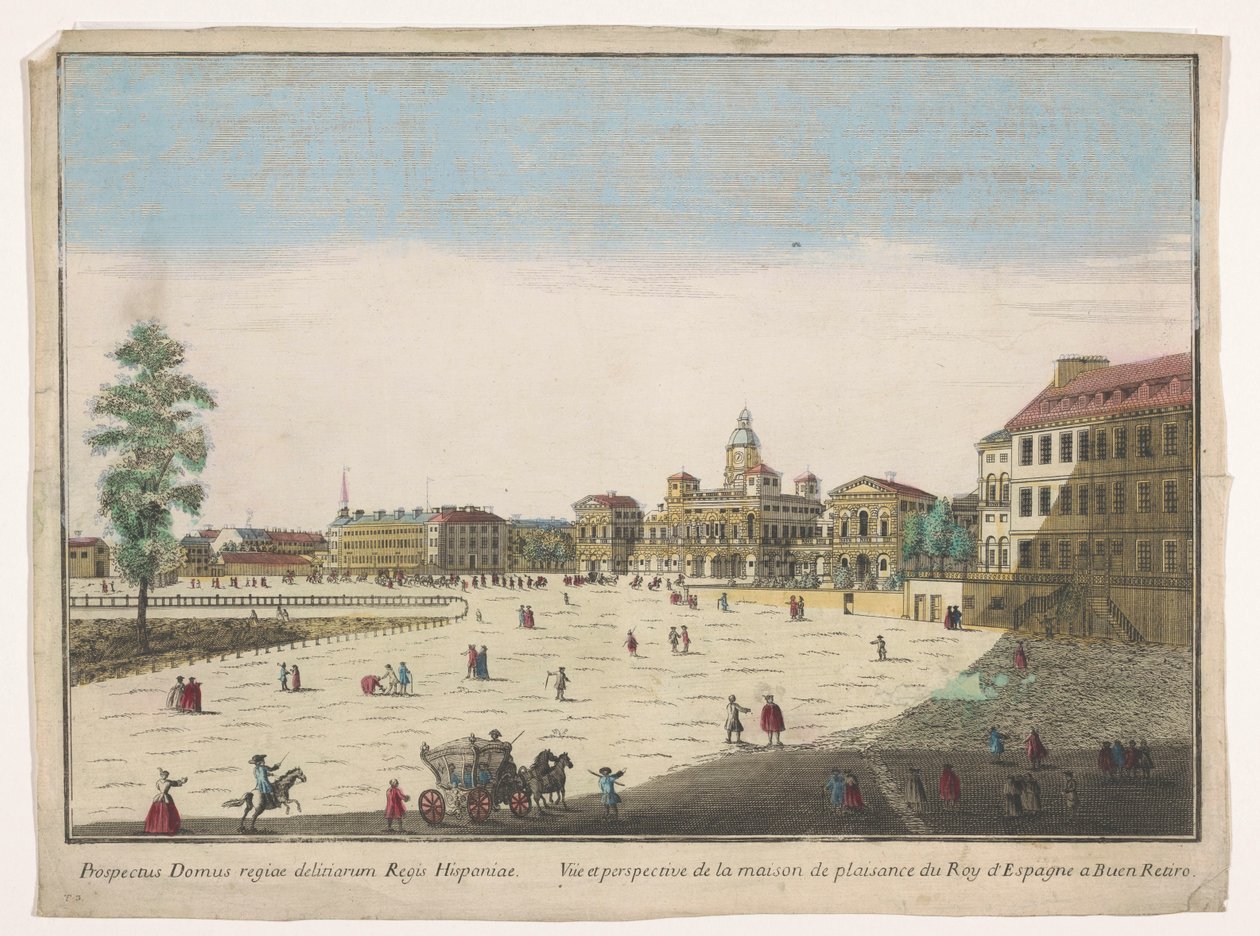 Vista del Palacio del Buen Retiro en Madrid
Vista y perspectiva de la casa de recreo del Rey de España en el Buen Retiro (título en el objeto) de familie Remondini (attributed to)