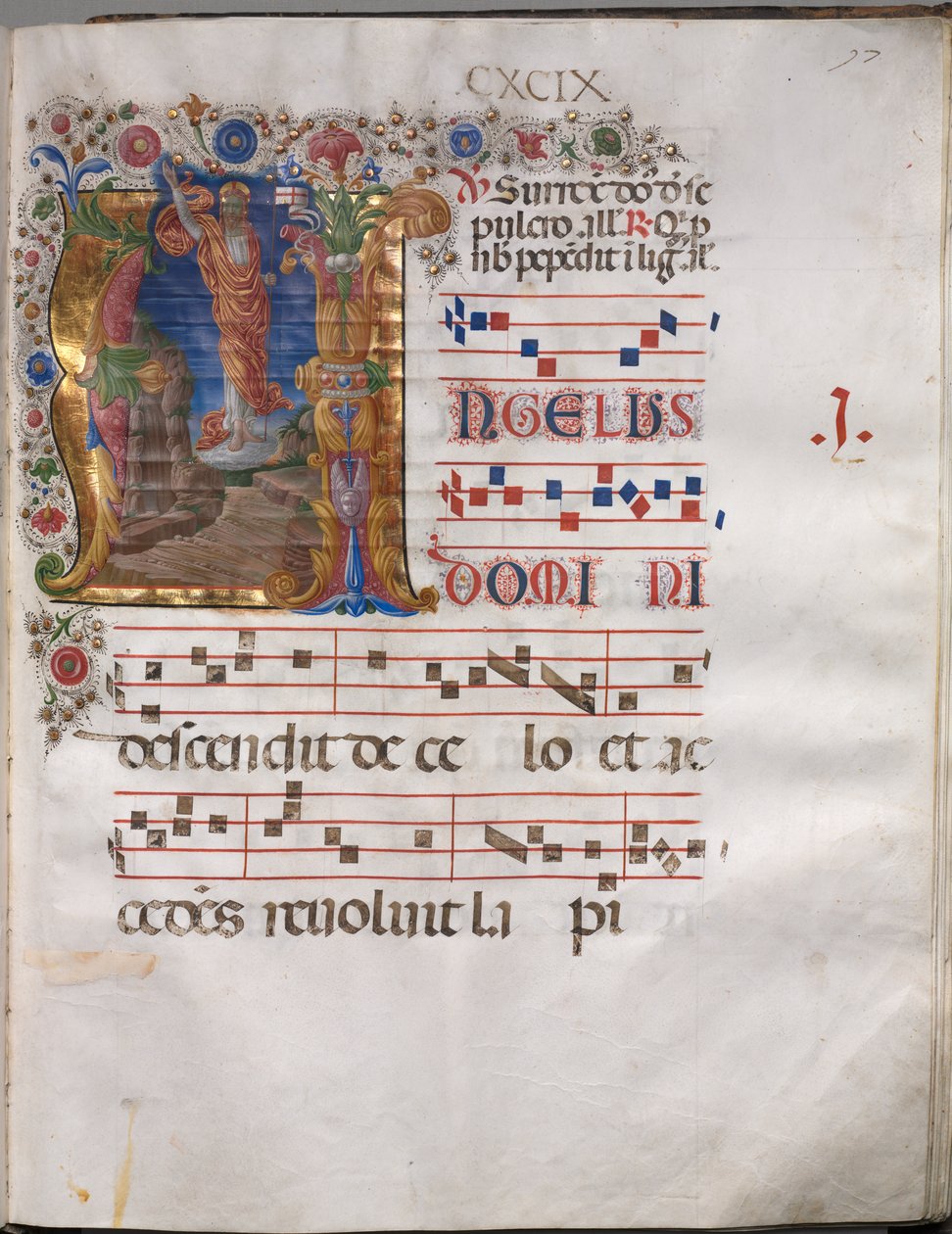 Antifonario: Inicial A, Resurrección de follower of Girolamo da Cremona