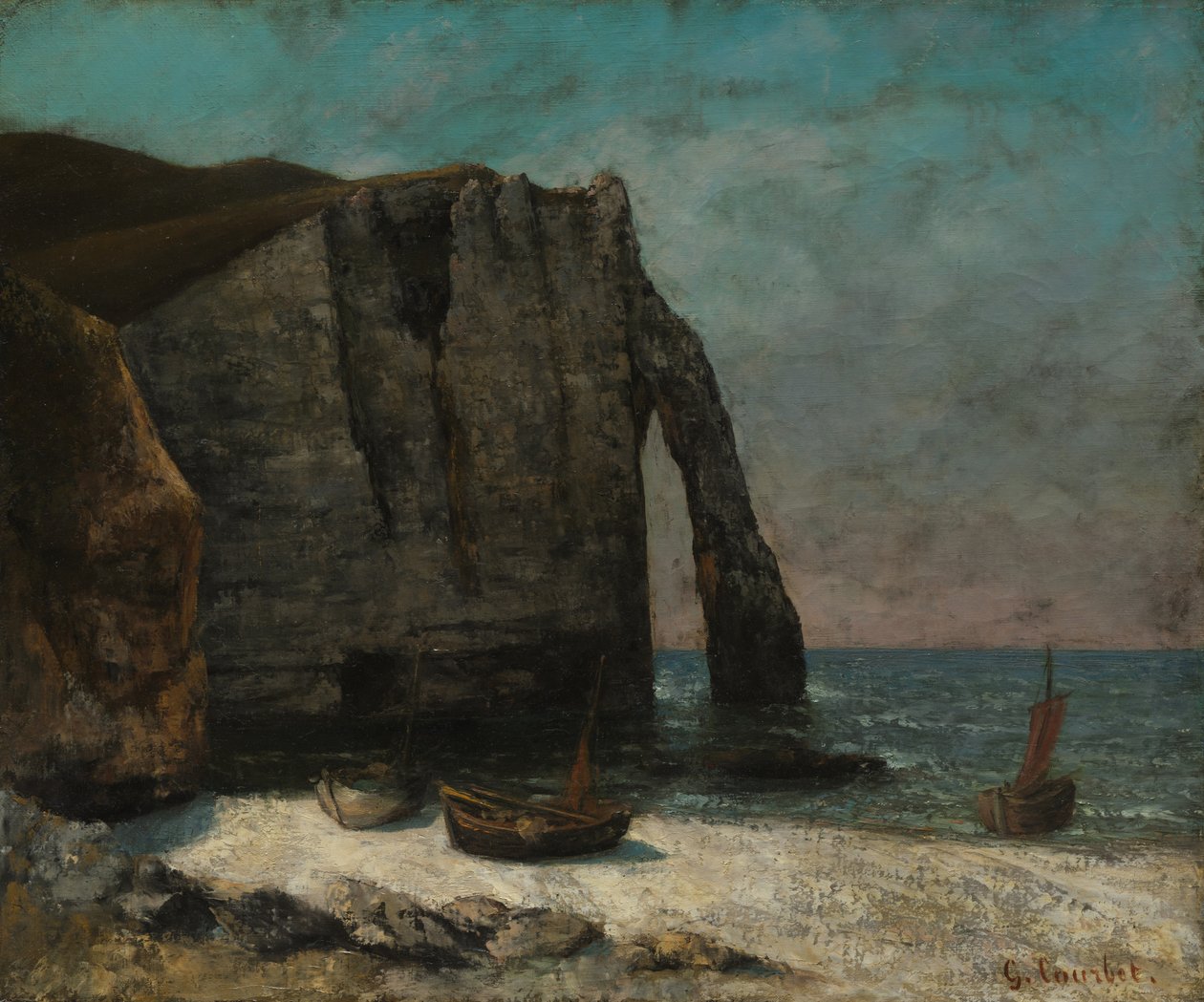El acantilado en Étretat de imitator of Gustave Courbet