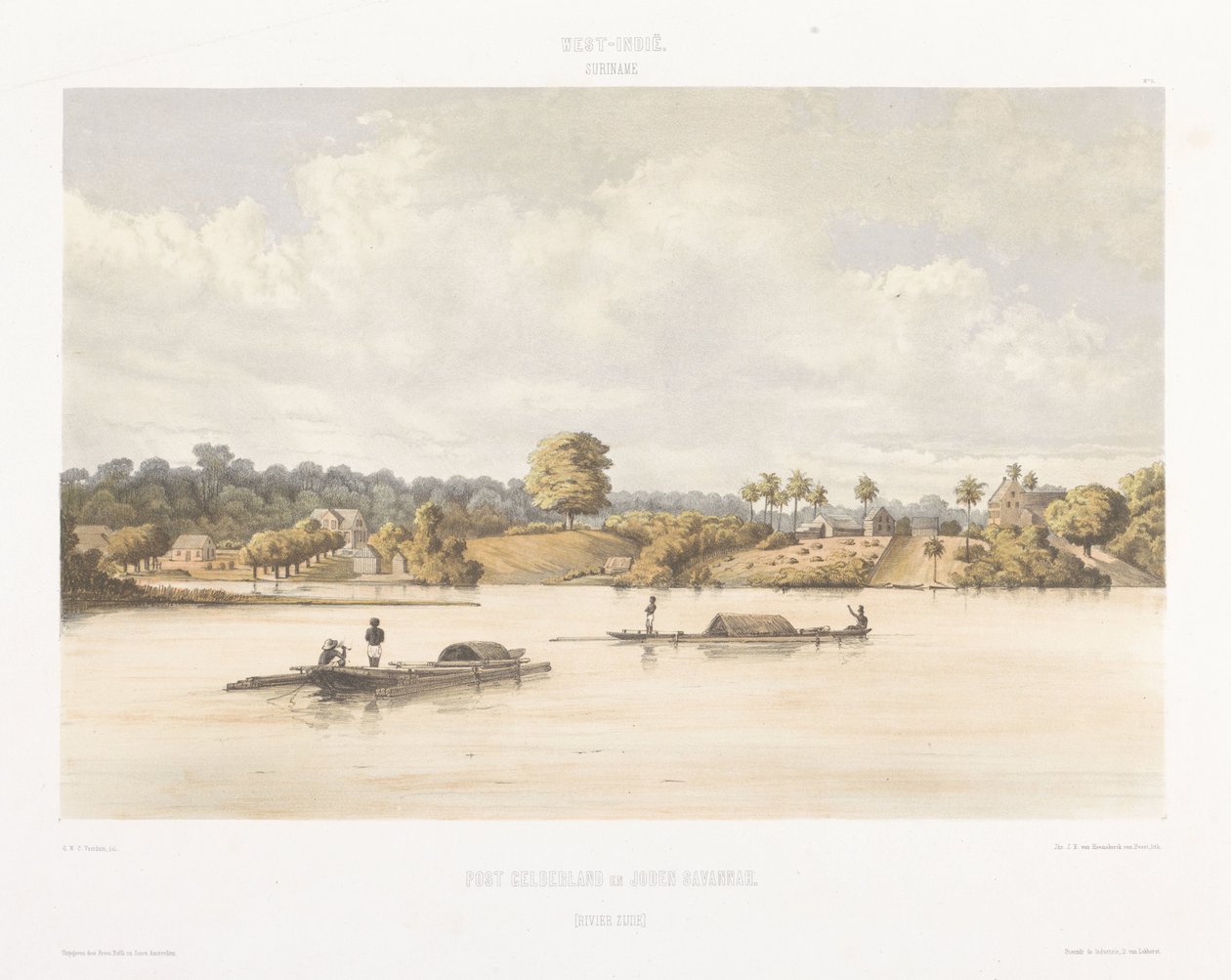 Vista de Post Gelderland y judíos Savannah Vistas desde las Indias Occidentales de los Países Bajos (título de la serie) de jonkheer Jacob Eduard van Heemskerck