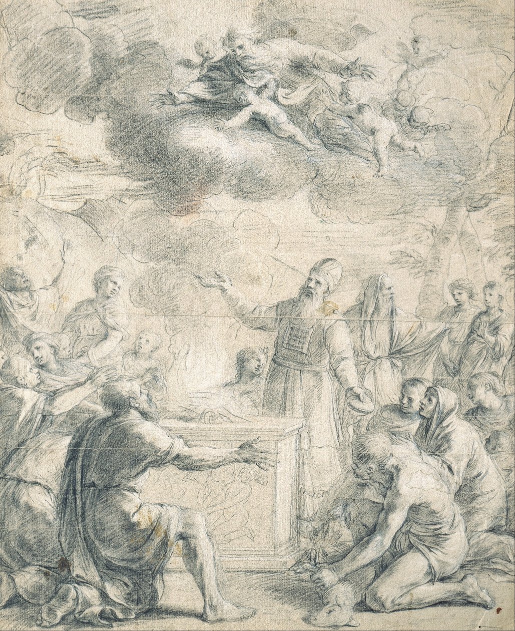El sacrificio de Aarón de known as Borgognone Guglielmo Cortese