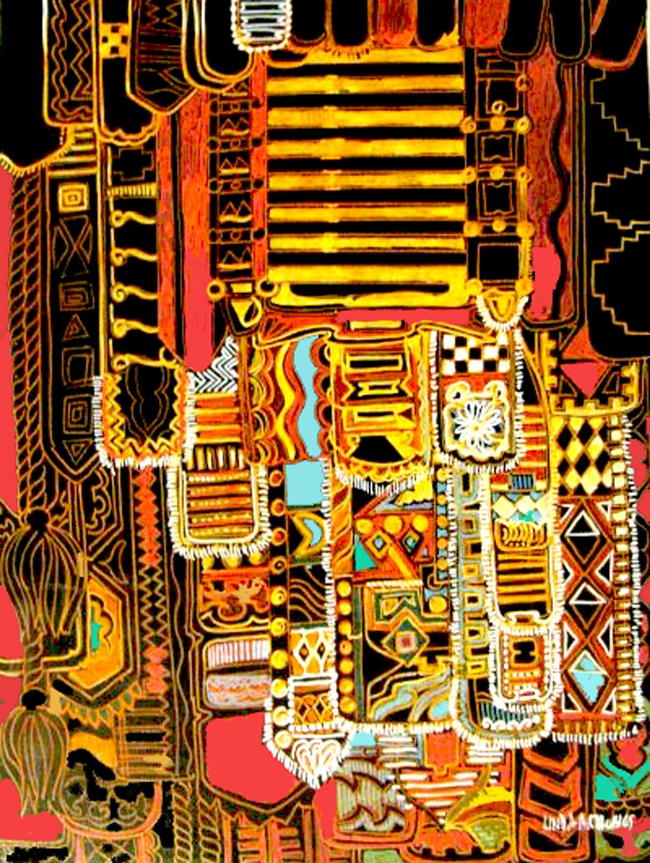Motivo aborigen, 2014 (técnica mixta) de linda arthurs