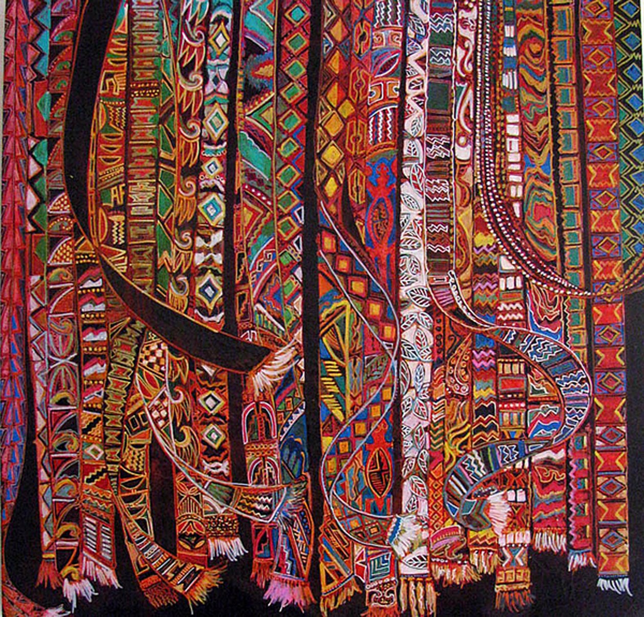 Tejido de cintura, 2014 (mixto, acrílico, tinta, óleo) de linda arthurs
