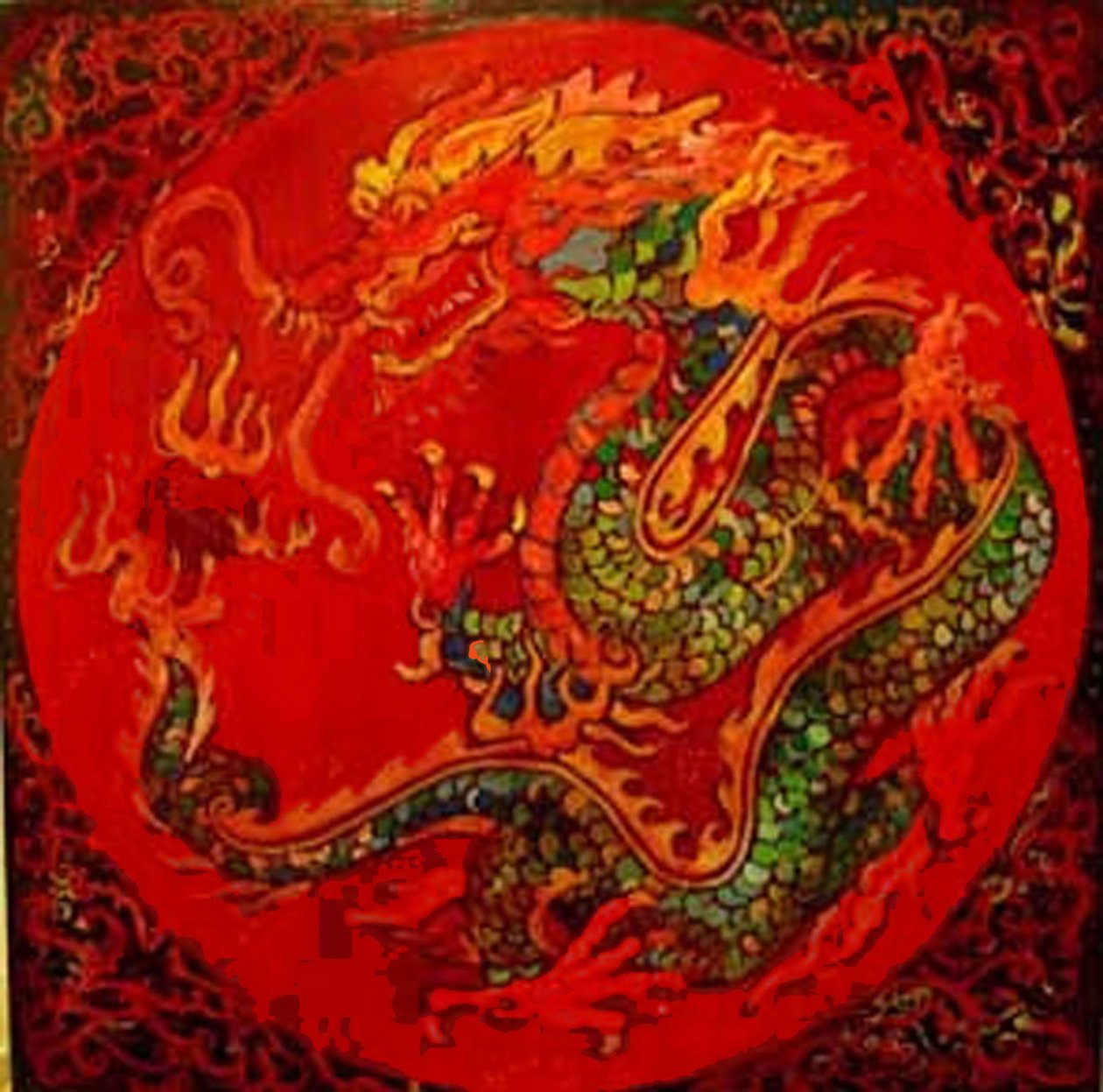 Dragón, 2016 (mixta, acrílico, tinta, óleo) de linda arthurs