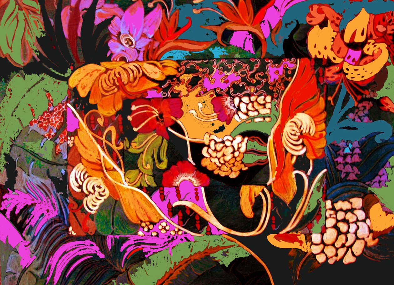 Collage floral, 2016 (técnica mixta) de linda arthurs