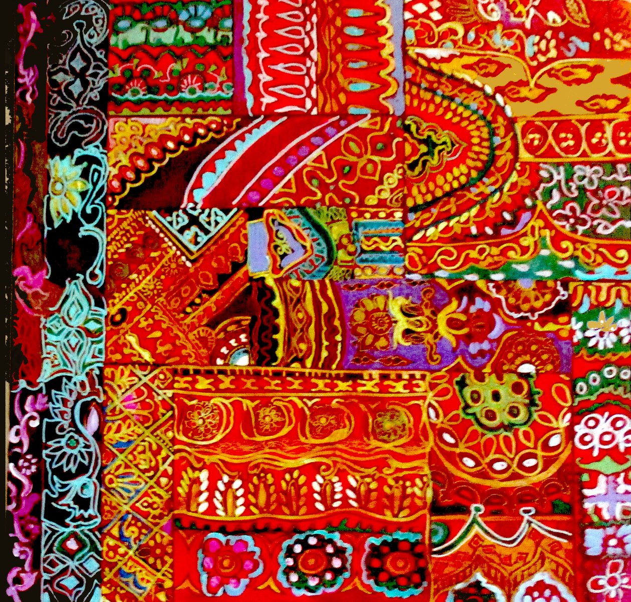 Bordado Kutch, 2017 (mixto, acrílico, tinta, óleo) de linda arthurs