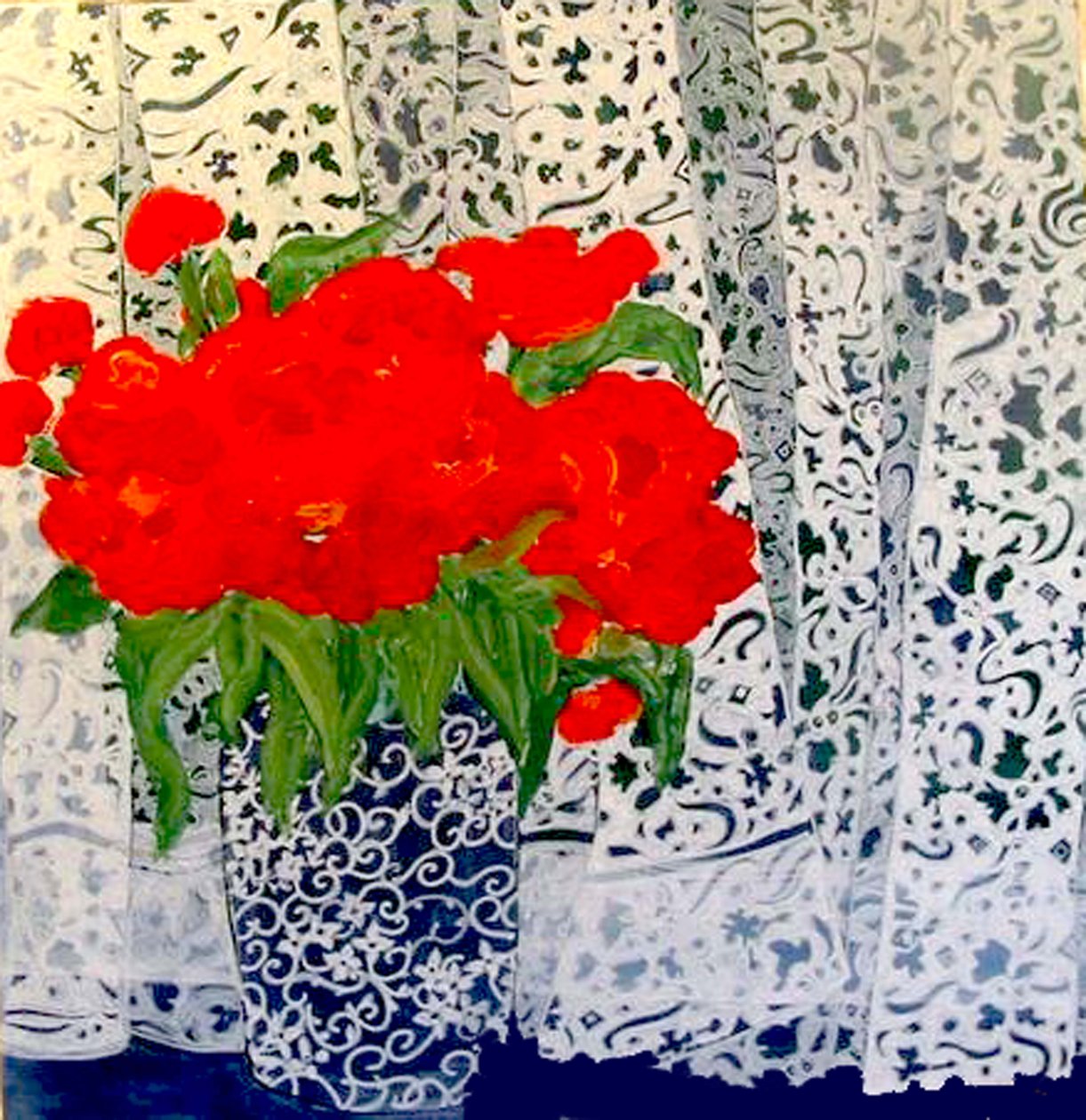Tulipanes para Sheila, 2015 (mixta, acrílico, tinta, óleo) de linda arthurs