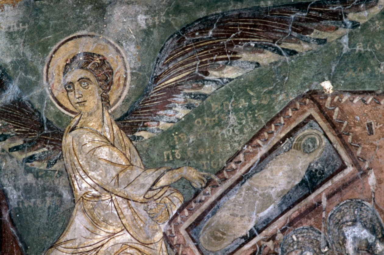 Frescos con ángel en la iglesia de Metamorphosis tou Sotiros, Kefali, Creta, Grecia de Theodore Charles Ange Coquelin