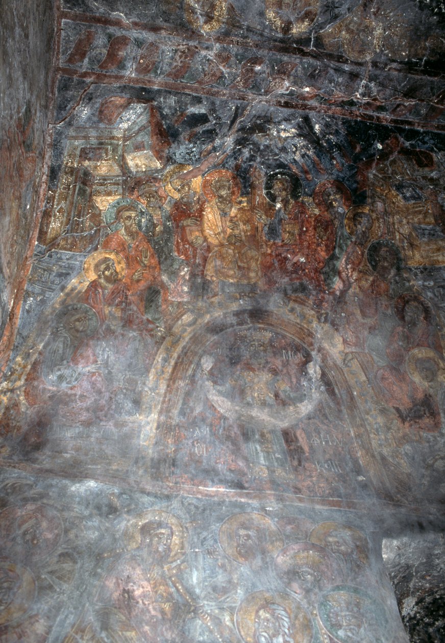 Santos, fresco en el techo de la iglesia de Agia Paraskevi, Anisaraki, Creta, Grecia de Theodore Charles Ange Coquelin