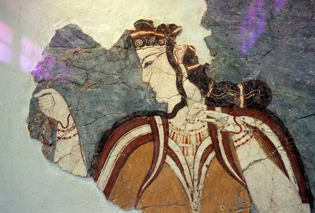 Fragmento de fresco con figura femenina, de Micenas, Grecia, civilización micénica de Unbekannt Unbekannt