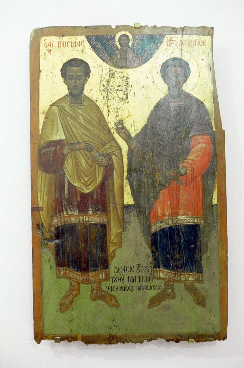 Santos, pintura sobre madera en el monasterio de Arkadi, Creta, Grecia de Unbekannt Unbekannt