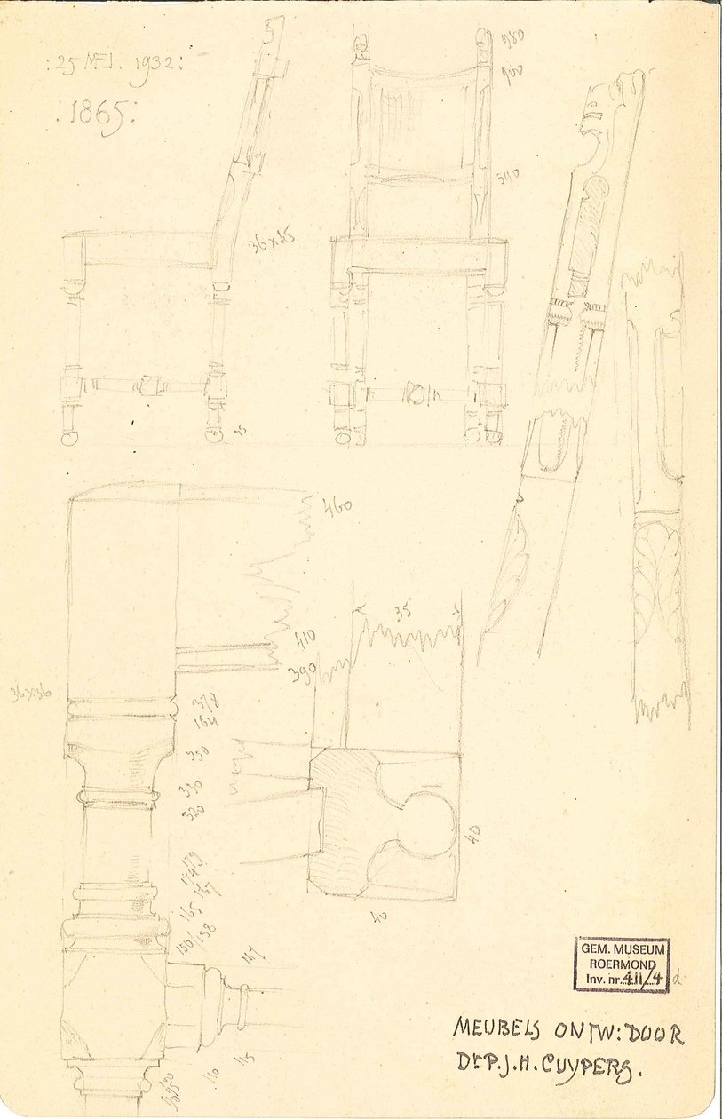 Muebles diseñados por Dr. P.J.H. Cuypers de Pierre Cuypers