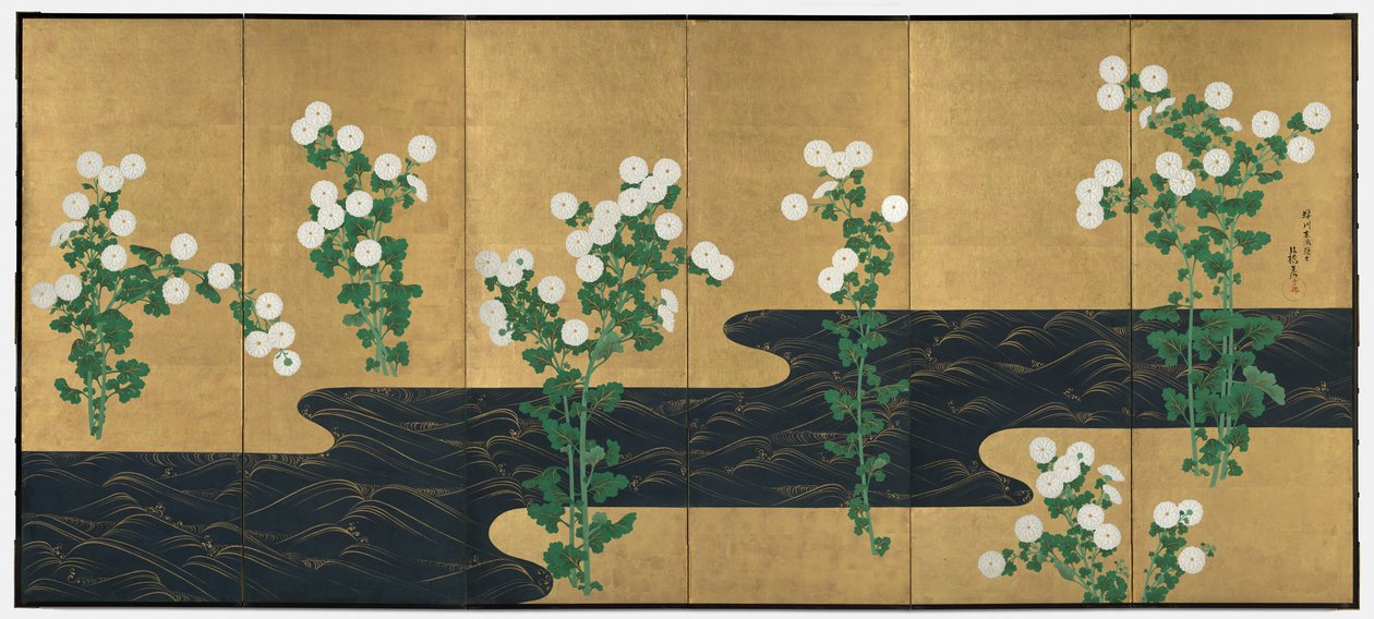 Crisantemos junto a un Arroyo de possibly by Ogata Kōrin