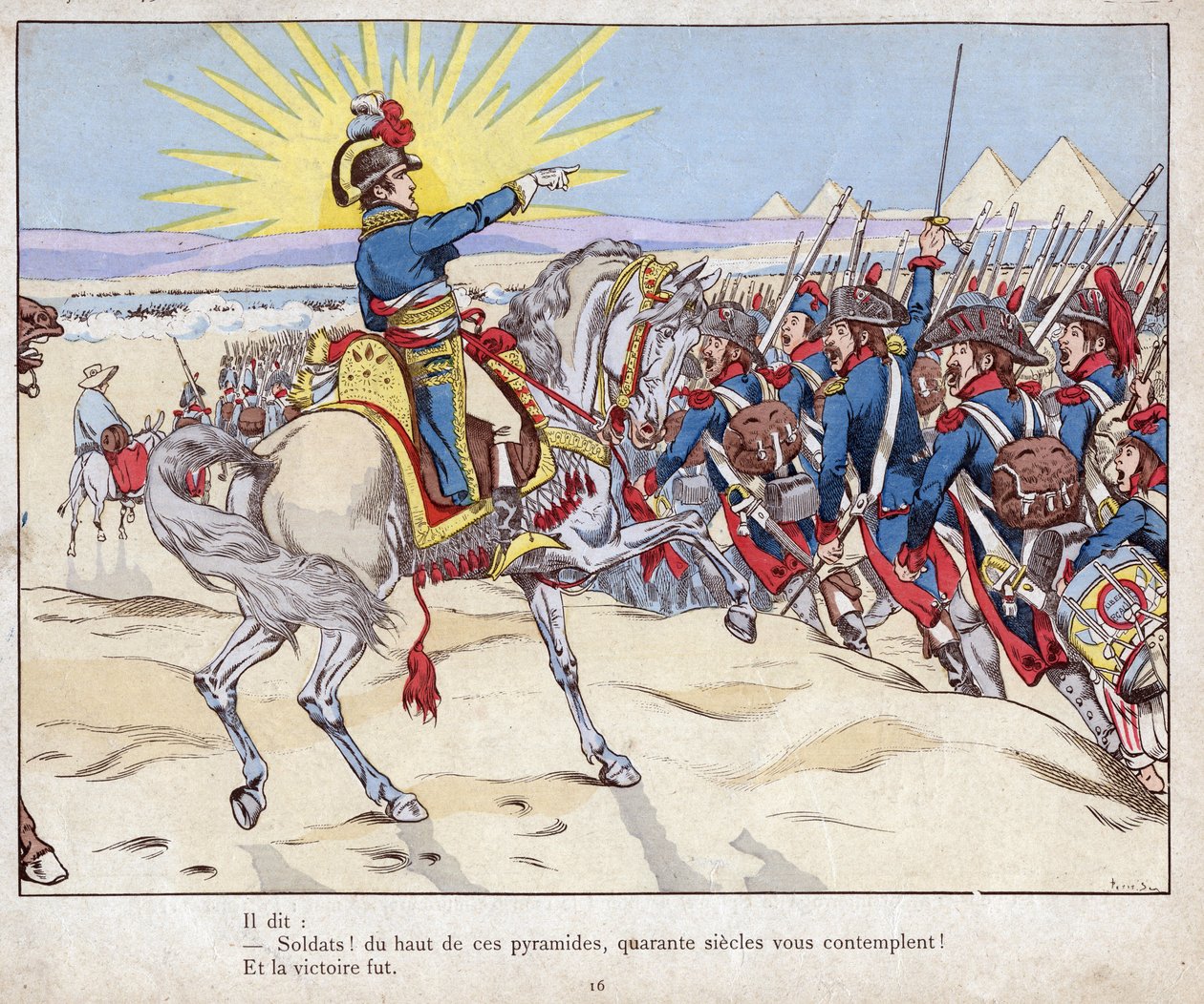 Campaña de Egipto: Napoleón conduce a sus tropas a la Batalla de las Pirámides, 21 de julio de pseudonym for Onfray de Breville Jacques Job